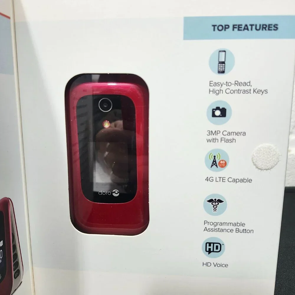 Open Boxed Doro 7050 Classic Flip Phone, Consumer Cellular - Burgandy